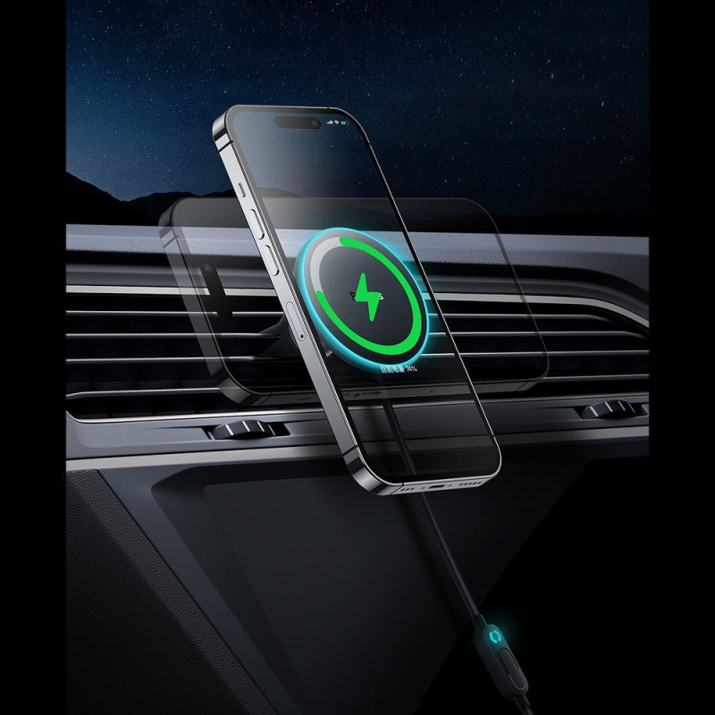 
Indukcinis automobilinis įkroviklis MagSafe 15W USB 25W tinkleliui, juodas
