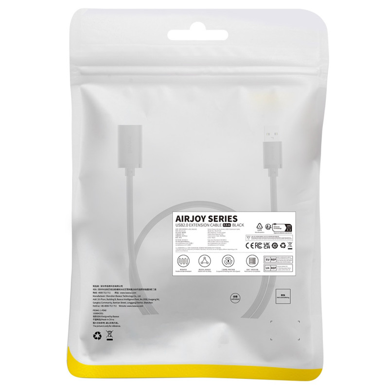 USB 2.0 ilgintuvas 0,5 m juodas