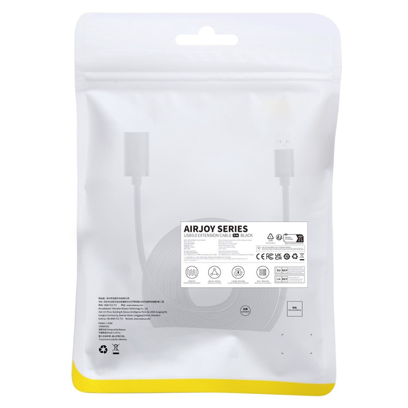 USB 3.0 kabelio ilgintuvas, 5 m, juodas