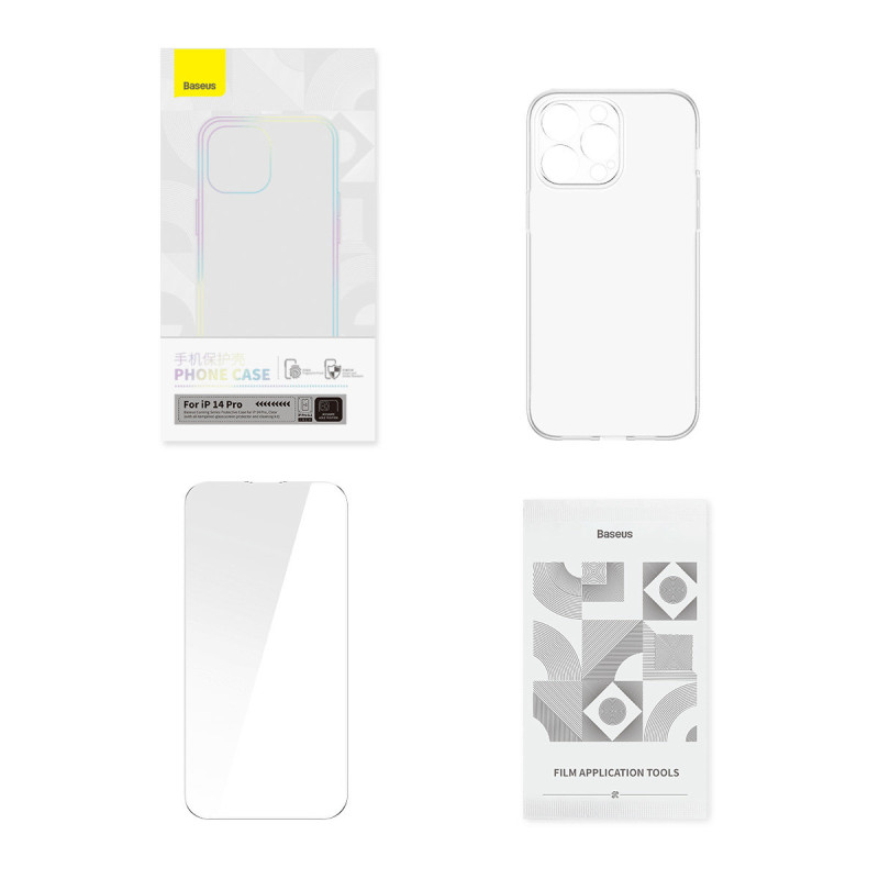 Dėklas iPhone 14 Pro, šarvuotas dangtelis + grūdintas stiklas KOMPLEKTAS