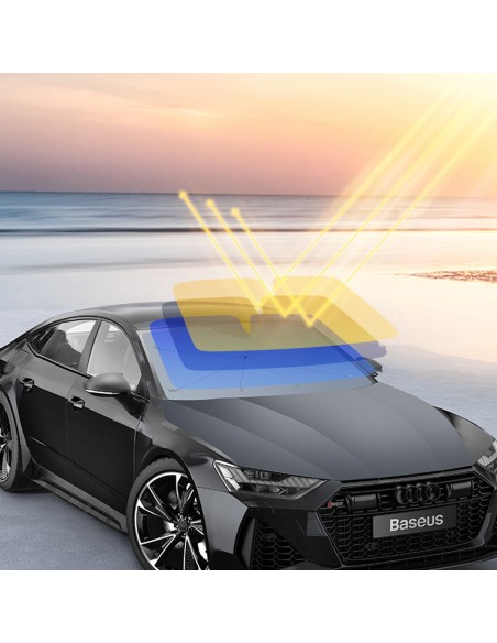 
Šviesą atspindintis priekinio stiklo skėtis nuo saulės CoolRide automobiliui 131x69cm juodas
