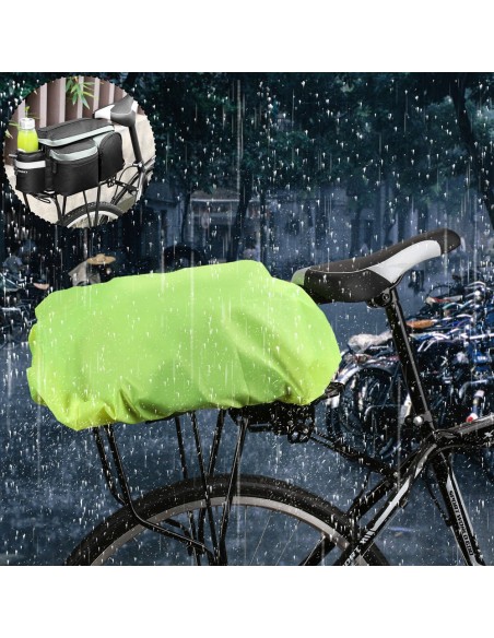 Universalus uždangalas nuo lietaus su elastine juostele dviračio krepšio kuprinei žalia
