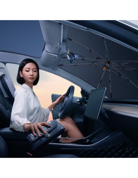 
Šviesą atspindintis priekinio stiklo skėtis nuo saulės CoolRide automobiliui 131x69cm juodas
