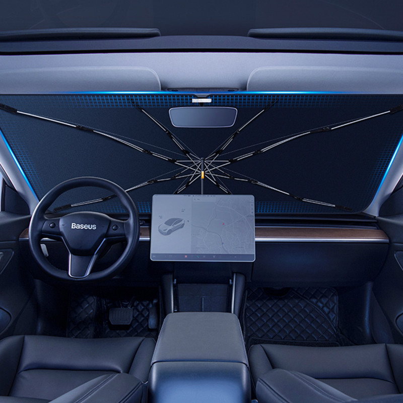 
Šviesą atspindintis priekinio stiklo skėtis nuo saulės CoolRide automobiliui 131x69cm juodas
