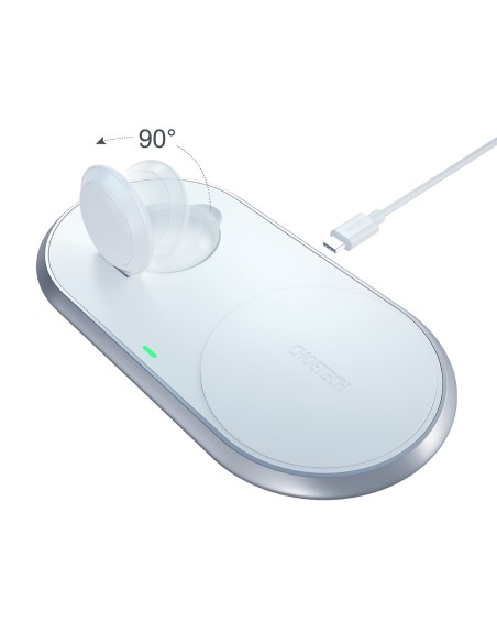 2in1 Qi belaidis įkroviklis Apple Watch išmaniajam telefonui su USB Type C stovu baltas 2in1 Qi belaidis įkroviklis Apple Watch išmaniajam telefonui su USB Type C stovu baltas