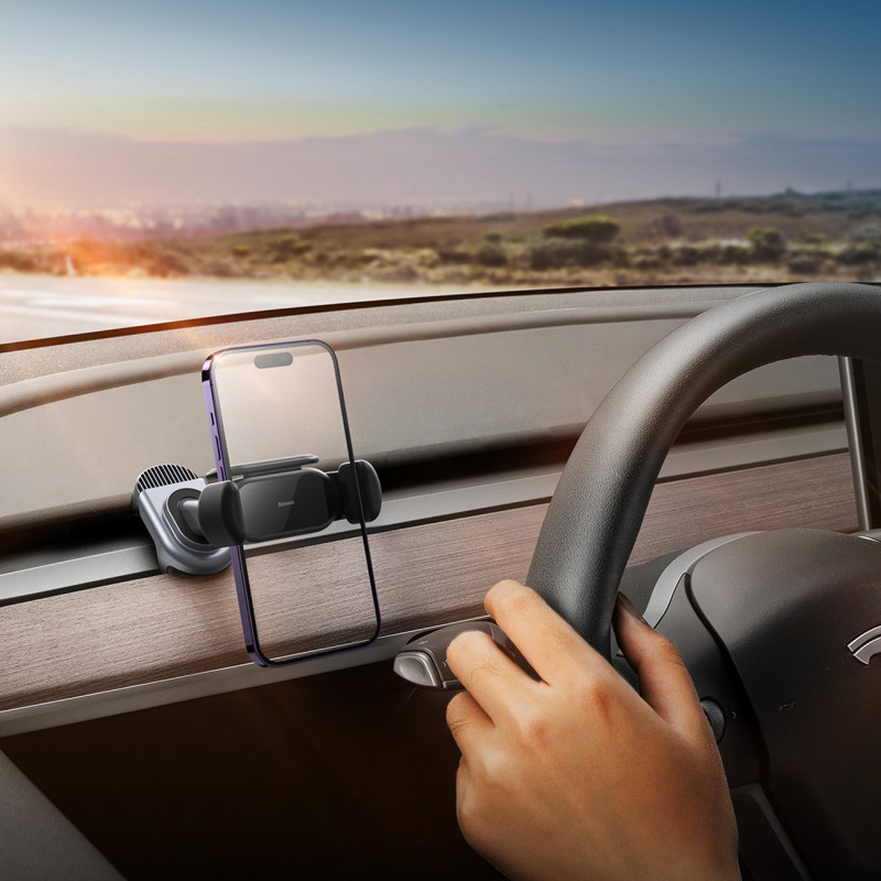Automobilinis laikiklis su saulės kolektoriumi, skirtas Tesla Model 3 / Y T-Space juodas