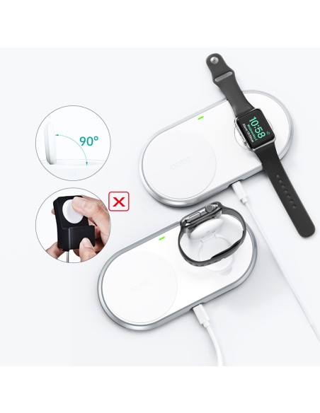 2in1 Qi belaidis įkroviklis Apple Watch išmaniajam telefonui su USB Type C stovu baltas 2in1 Qi belaidis įkroviklis Apple Watch išmaniajam telefonui su USB Type C stovu baltas