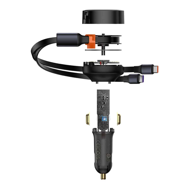 2in1 Automobilinis įkroviklis 33W 2x USB-C Enjoyment juoda
