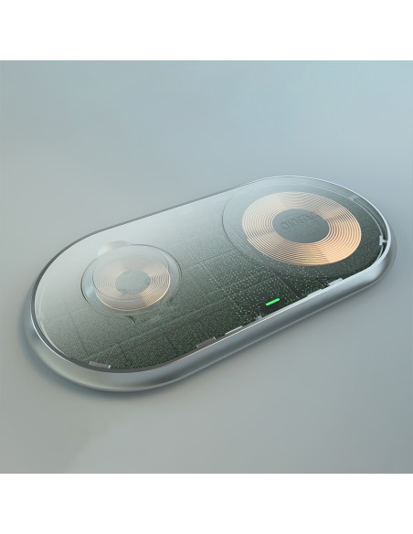 2in1 Qi belaidis įkroviklis Apple Watch išmaniajam telefonui su USB Type C stovu baltas 2in1 Qi belaidis įkroviklis Apple Watch išmaniajam telefonui su USB Type C stovu baltas