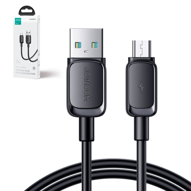 Kabelis microUSB - USB 2.4A 480Mbps 2m juodas
