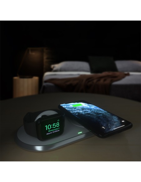 2in1 Qi belaidis įkroviklis Apple Watch išmaniajam telefonui su USB Type C stovu baltas 2in1 Qi belaidis įkroviklis Apple Watch išmaniajam telefonui su USB Type C stovu baltas