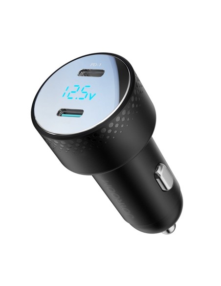 
Automobilinis pakrovėjas su LED ekranu 2x USB-C 70W, juodas

