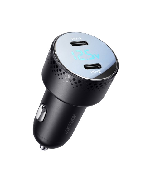 
Automobilinis pakrovėjas su LED ekranu 2x USB-C 70W, juodas
