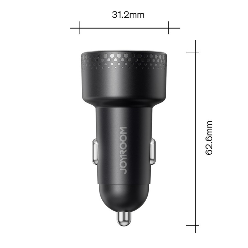 
Automobilinis pakrovėjas su LED ekranu 2x USB-C 70W, juodas
