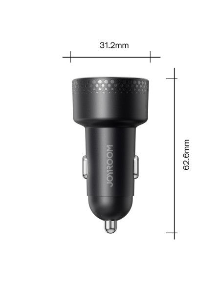 
Automobilinis pakrovėjas su LED ekranu 2x USB-C 70W, juodas
