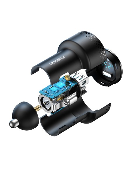 
Automobilinis pakrovėjas su LED ekranu 2x USB-C 70W, juodas
