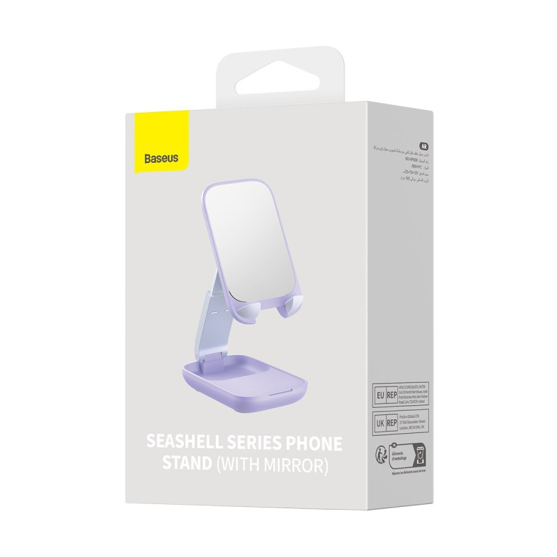 2 viename Reguliuojamas stovas telefono stovas su veidrodžiu Seashell Series violetinė