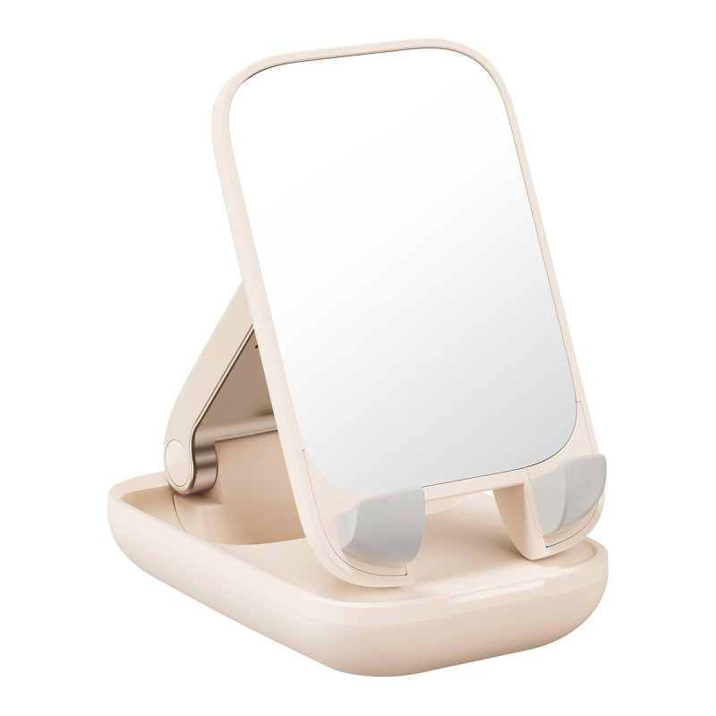 
2 viename Reguliuojamas stovas telefono stovas su veidrodžiu Seashell Series smėlio spalvos
