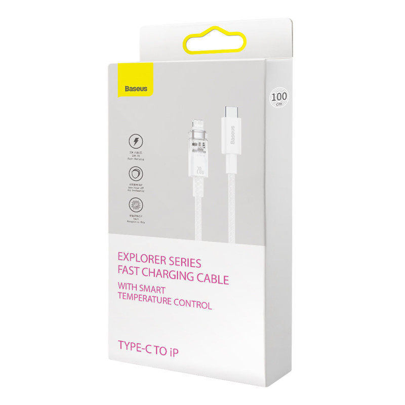 Pintas kabelis iPhone Explorer Series USB-C - Lightning 20W 2m baltas