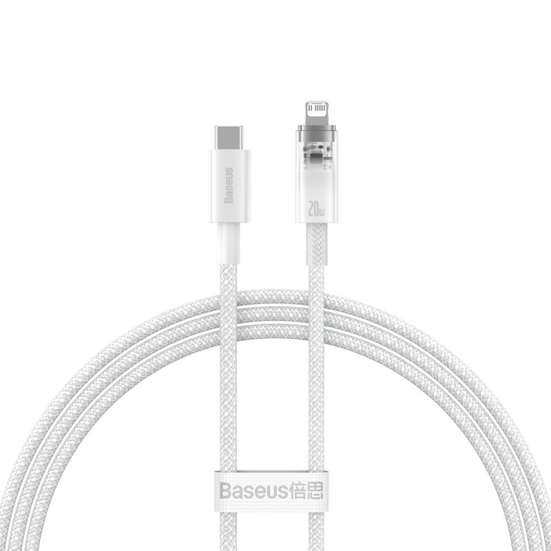 
Pintas kabelis iPhone Explorer Series USB-C - Lightning 20W 1m baltas

