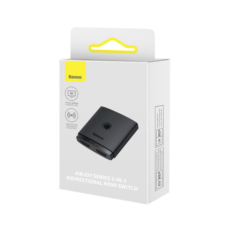 2in1 AirJoy HDMI 4K 60Hz dvikryptis adapteris, juodas