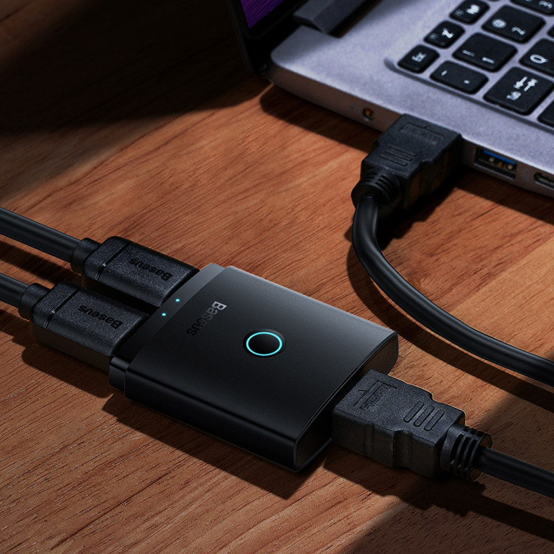 2in1 AirJoy HDMI 4K 60Hz dvikryptis adapteris, juodas