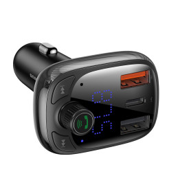 
2in1 Bluetooth siųstuvas + pakrovėjas S-13 Overseas Edition automobiliui, juodas

