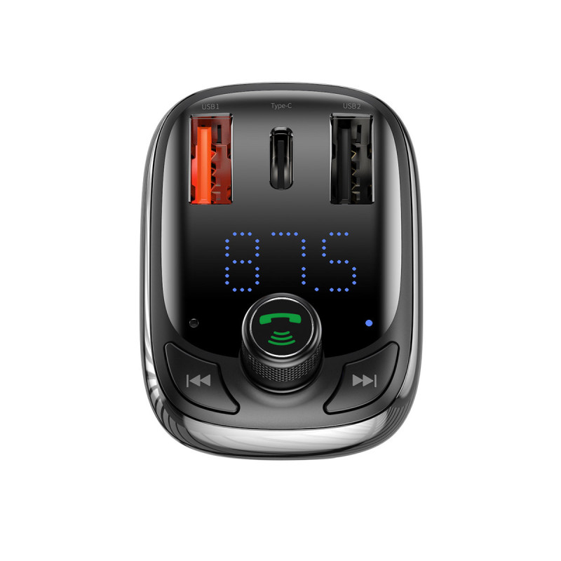2in1 Bluetooth siųstuvas + pakrovėjas S-13 Overseas Edition automobiliui, juodas