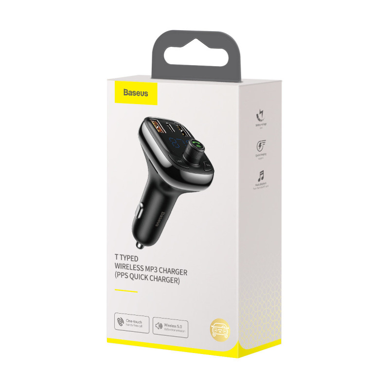 2in1 Bluetooth siųstuvas + pakrovėjas S-13 Overseas Edition automobiliui, juodas