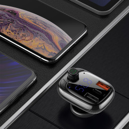 
2in1 Bluetooth siųstuvas + pakrovėjas S-13 Overseas Edition automobiliui, juodas
