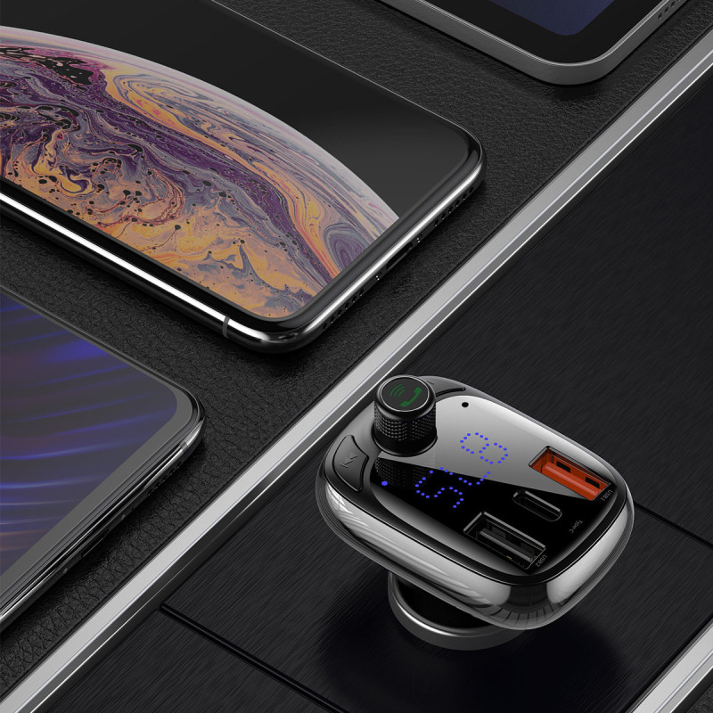 2in1 Bluetooth siųstuvas + pakrovėjas S-13 Overseas Edition automobiliui, juodas