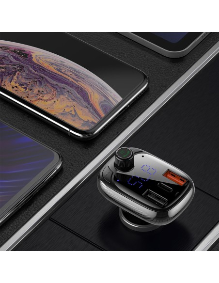 
2in1 Bluetooth siųstuvas + pakrovėjas S-13 Overseas Edition automobiliui, juodas
