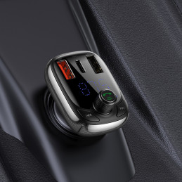 
2in1 Bluetooth siųstuvas + pakrovėjas S-13 Overseas Edition automobiliui, juodas

