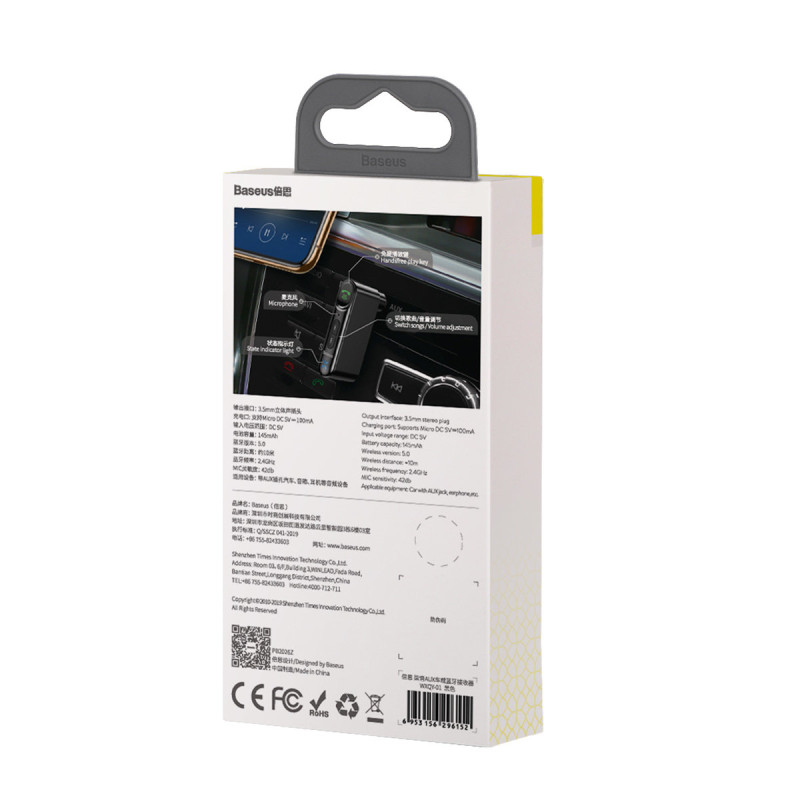Bluetooth AUX automobilinio siųstuvo mini lizdas 3,5 mm Overseas Edition juodas