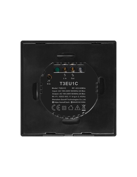 Jutiklinio apšvietimo jungiklio jungiklio mygtukas WiFi 433MHz RF Black T3EU1C-TX Jutiklinio apšvietimo jungiklio jungiklio mygtukas WiFi 433MHz RF Black T3EU1C-TX