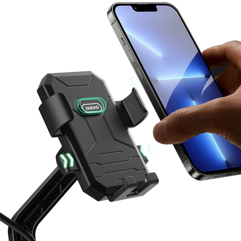 F7C+ motociklo dviračio telefono laikiklis prie vairo, juodas
