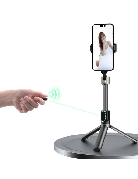 
Asmenukių lazda, teleskopinė asmenukių lazda su trikoju ir BT F18W nuotolinio valdymo pulteliu, juoda
