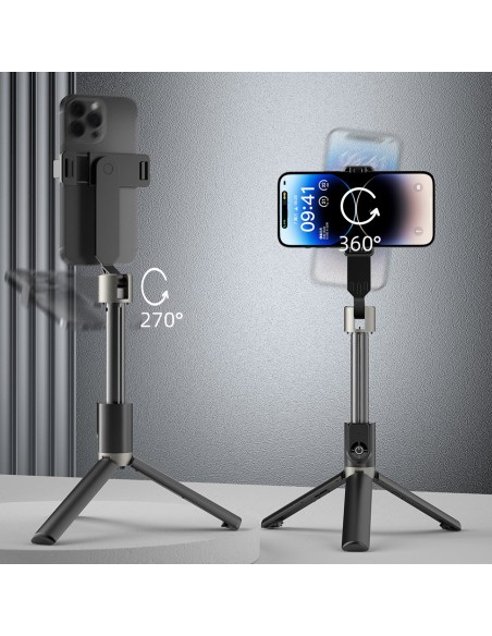 
Asmenukių lazda, teleskopinė asmenukių lazda su trikoju ir BT F18W nuotolinio valdymo pulteliu, juoda
