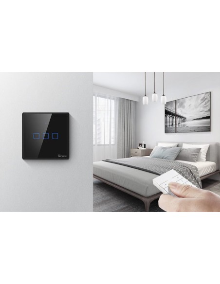 Jutiklinio apšvietimo jungiklio jungiklio mygtukas WiFi 433MHz RF Black T3EU1C-TX Jutiklinio apšvietimo jungiklio jungiklio mygtukas WiFi 433MHz RF Black T3EU1C-TX