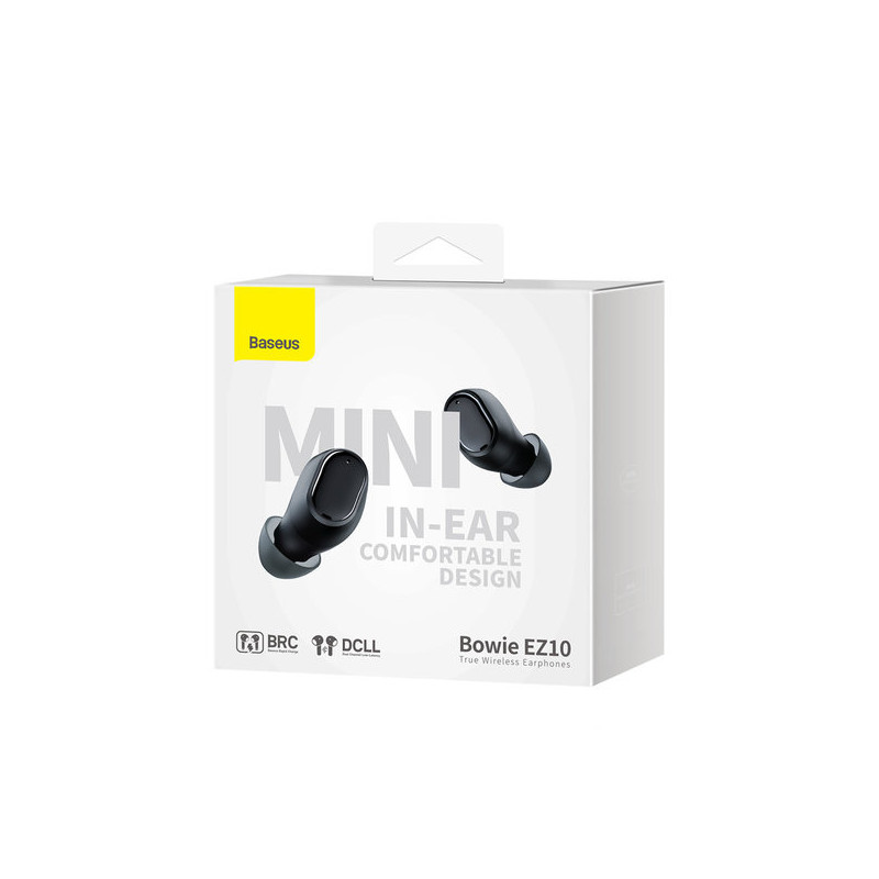 TWS Bluetooth 5.3 Bowie EZ10 belaidės ausinės, juodos