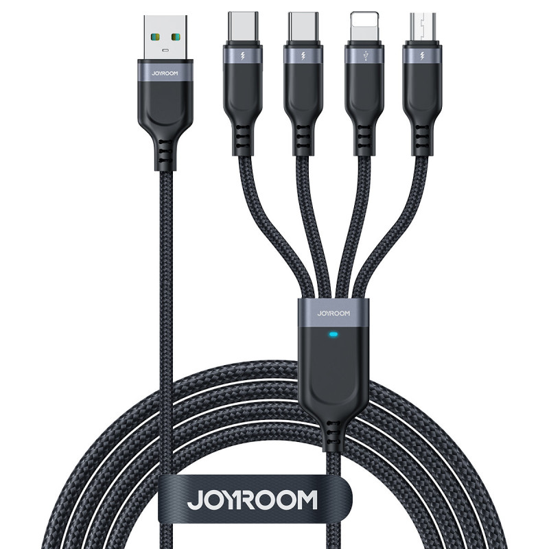 4in1 kabelis USB-A – 2x USB-C iPhone Lightning microUSB 1,2 m juodas
4in1 kabelis USB-A – 2x USB-C iPhone Lightning microUSB 1,2 m juodas