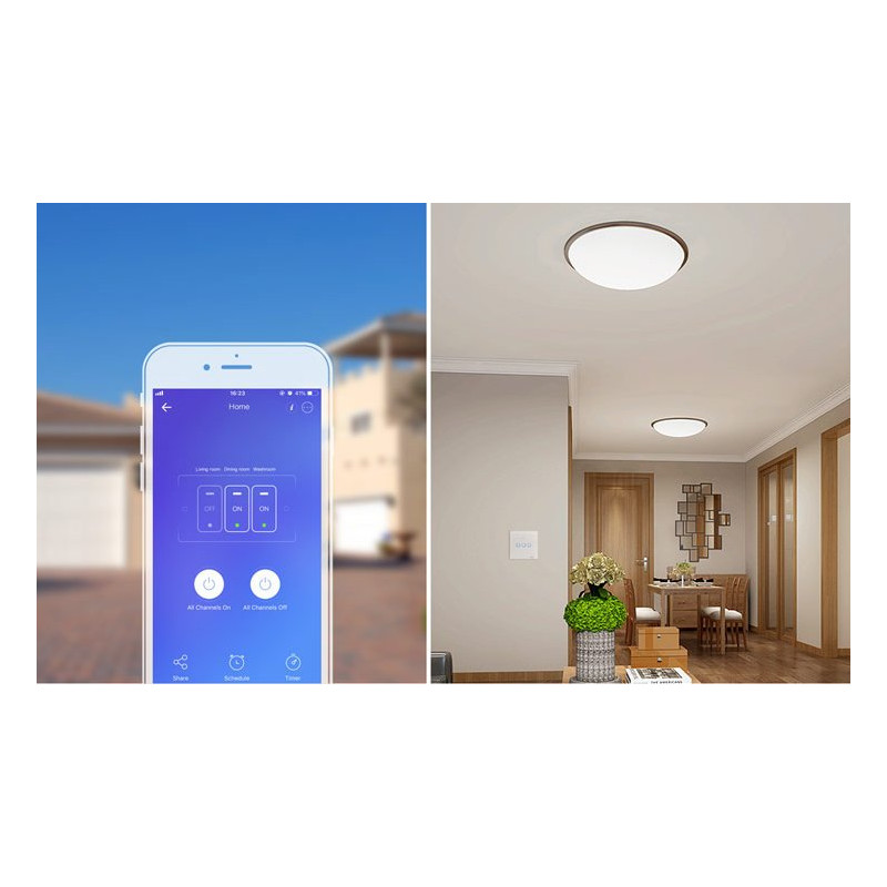 Jutiklinio apšvietimo jungiklio jungiklio mygtukas WiFi 433MHz RF Black T3EU1C-TX
