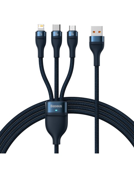 Flash Series II USB laidas USB-C iPhone Lightning microUSB 100W 1,2m mėlynas Flash Series II USB laidas USB-C iPhone Lightning microUSB 100W 1,2m mėlynas