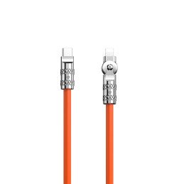 
Stiprus kampinis kabelis, skirtas iPhone USB-C - Lightning 30W 1m 180 rotation oranžinė
