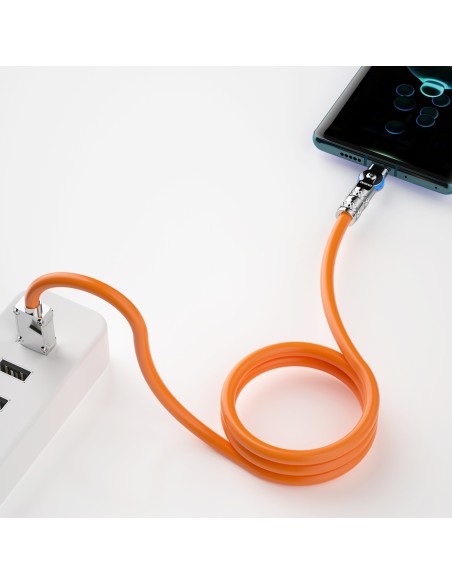 
Stiprus kampinis kabelis, skirtas iPhone USB-C - Lightning 30W 1m 180 rotation oranžinė
