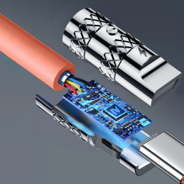 
Stiprus kampinis kabelis, skirtas iPhone USB-C - Lightning 30W 1m 180 rotation oranžinė
