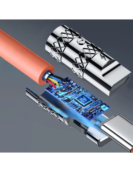 
Stiprus kampinis kabelis, skirtas iPhone USB-C - Lightning 30W 1m 180 rotation oranžinė
