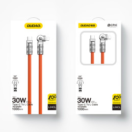 
Stiprus kampinis kabelis, skirtas iPhone USB-C - Lightning 30W 1m 180 rotation oranžinė
