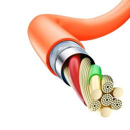 
Stiprus kampinis kabelis, skirtas iPhone USB-C - Lightning 30W 1m 180 rotation oranžinė
