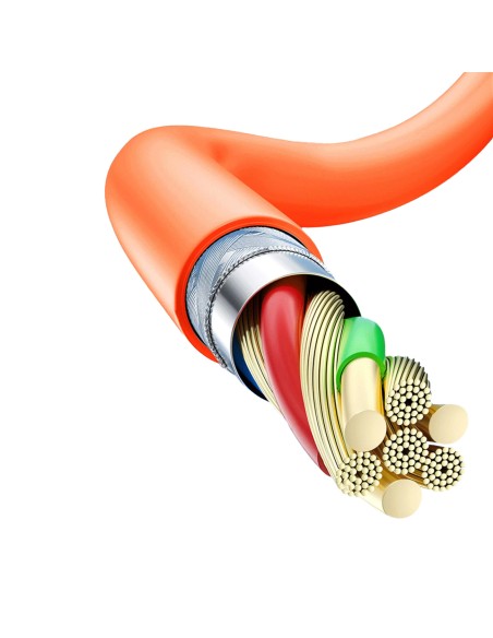 
Stiprus kampinis kabelis, skirtas iPhone USB-C - Lightning 30W 1m 180 rotation oranžinė
